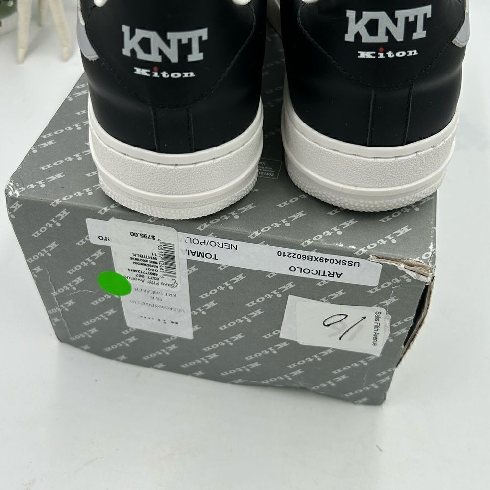 Men’s Kiton KNT black leather sneakers size 11 maiden in Italy - Picture 10 of 12